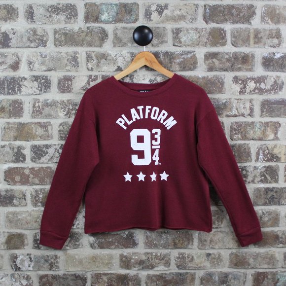 Harry Potter Platform 9 3/4 Maroon Long Sleeve Crewneck Sweatshirt Womens M - Picture 1 of 6